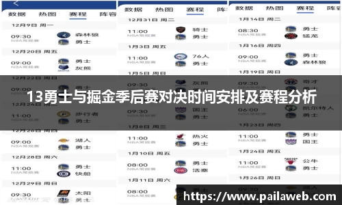 13勇士与掘金季后赛对决时间安排及赛程分析